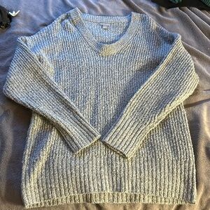 Falls Creek Women’s Grey V Neck Wool Knitted Sweater Size Small